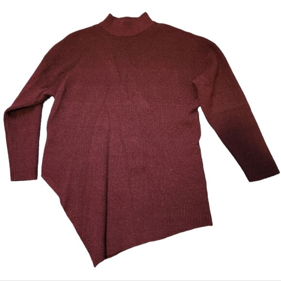 Ophelia Roe Mock Turtleneck Asymmetrical Hem Sweater - Picture 1 of 4